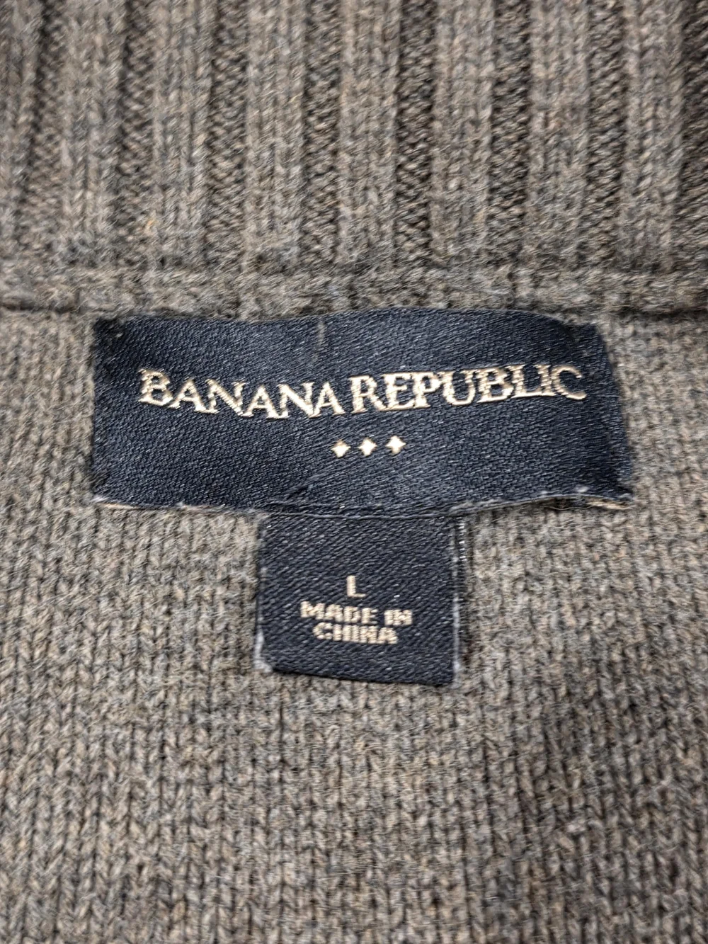 (L) Men's Banana Republic Cardigan Sweater Button-Up Gray 100% Cotton Large